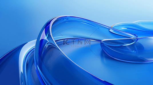 蓝色质感玻璃背景图片_蓝色清透3D流动变幻玻璃色彩素材