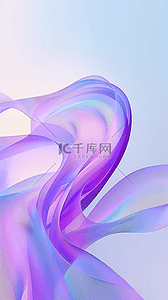 透明紫色3D渲染流动变幻的玻璃色彩素材