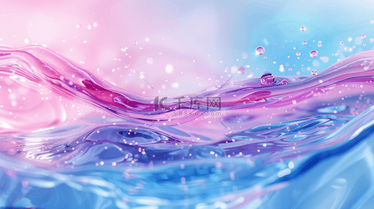 水珠水分子背景图片_蓝粉色美妆美容润肤护肤水润光泽水分子素材