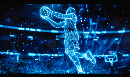 球场篮球运动员正在投篮的影像