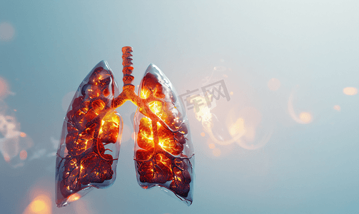 吸烟的肺部摄影照片_呼吸困难的肺