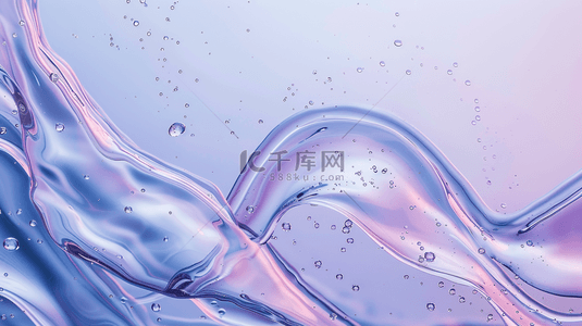 玻璃质感流体背景图片_粉蓝清透质感3D流动变幻玻璃色彩背景图