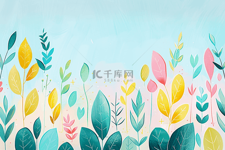 浅色叶子背景图片_春天背景植物花朵浅色海报