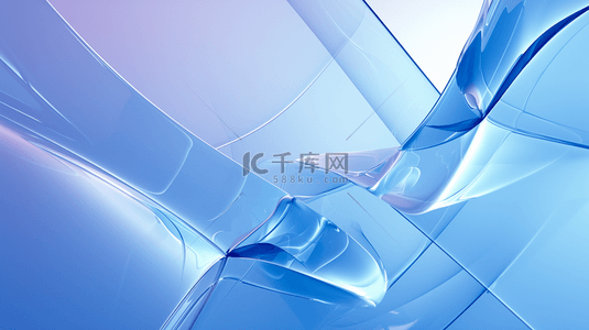 梦幻几何蓝色背景图片_蓝色清透3D流动变幻玻璃色彩素材