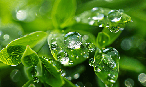 节气雨水图片摄影照片_树叶上的水滴