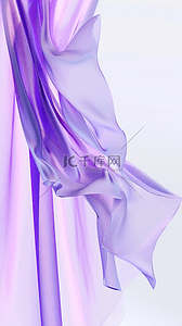 透明紫色3D渲染流动变幻的玻璃色彩设计