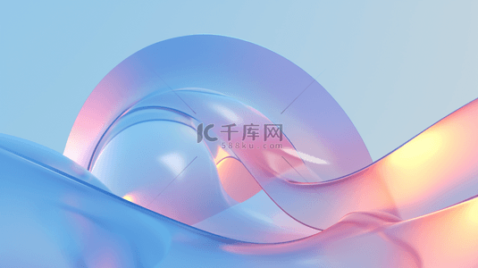 蓝粉清透质感3D流动变幻玻璃色彩图片
