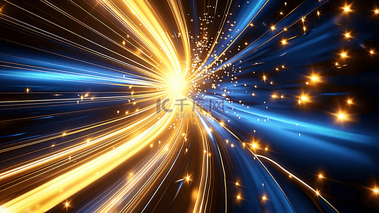 现代蓝色背景图片_蓝金科技流动光纤粒子光效背景6