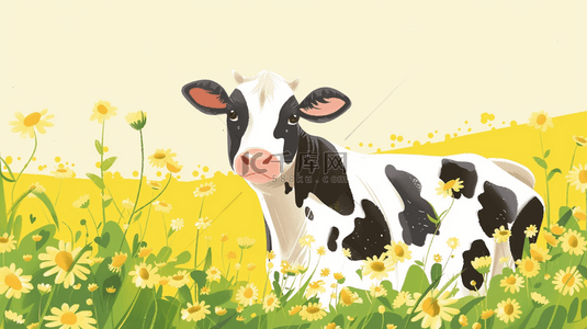 奶牛背景图片_彩色卡通奶牛绘画艺术风格的背景
