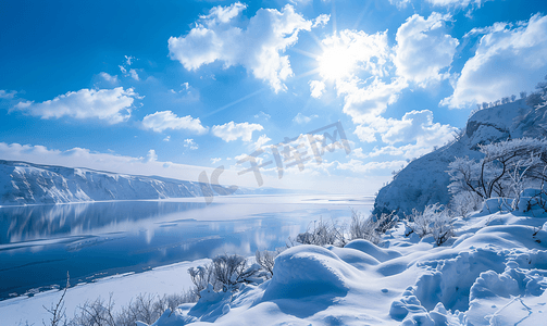 吉林长白山天池冬天风景