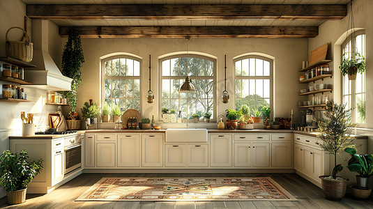 厨房的设计浅奶油色摄影照片