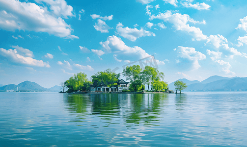 杭州千岛湖的很多小岛