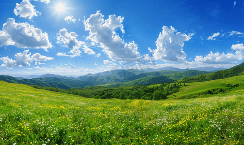 武功山绝望坡上草甸全景