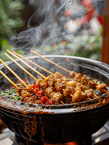 火锅素材摄影照片_火锅串串香成都串串火锅