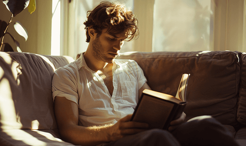 男性阅读模特