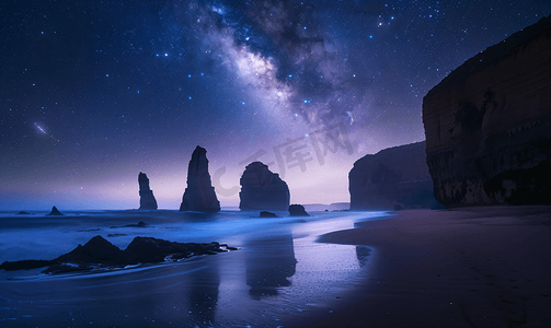 夜景大海摄影照片_澳大利亚皇家海岸梦幻夜景