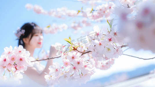 樱花树下拍照的女孩3