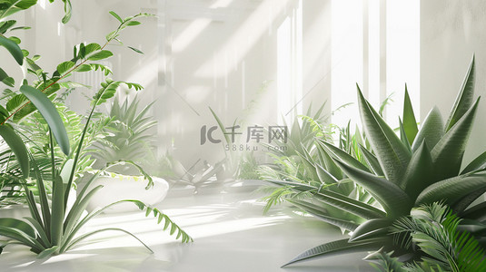 合成植物背景图片_芦荟植物房间合成创意素材背景