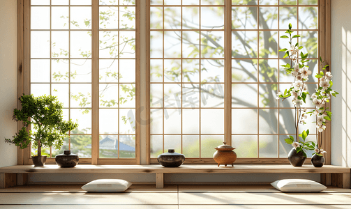 日式家居摄影照片_北欧日式家居窗台