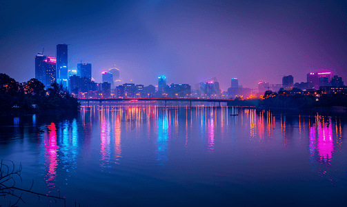玄武湖图片摄影照片_南京玄武湖天际线夜景
