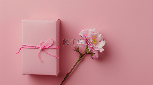 粉色花朵礼物合成创意素材背景
