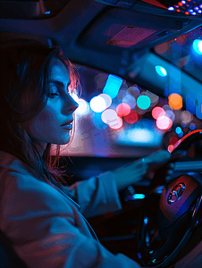 女性夜间行驶