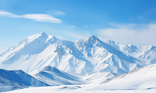 水彩冰雪摄影照片_新疆雪山风光