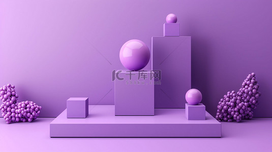 紫色神秘空间展台合成创意素材背景