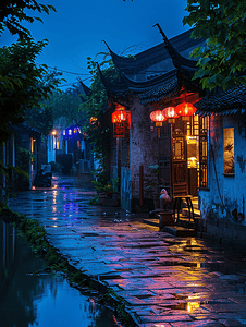 江南水乡图片摄影照片_旅行江南古镇的夜景