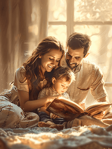 快乐一家人看书