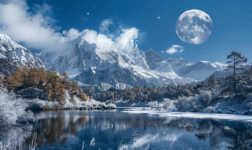 世界水日摄影照片_白天玉龙雪山蓝月谷自然风景