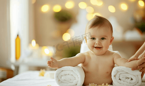 婴幼儿药摄影照片_护工给宝宝按摩