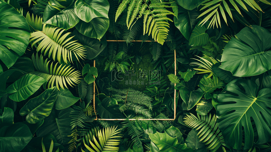 绿色装饰边框背景图片_绿色植物叶子装饰背景