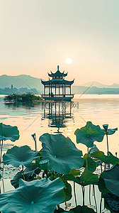 希著名的花背景图片_语文课本封面杭州西湖著名景点风景背景图