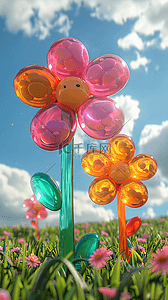 草花朵背景图片_糖果花朵3D卡通游戏场景