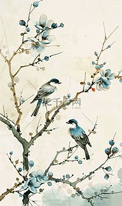 传统元素背景图片_鸟语花香中国传统元素海报封面设计