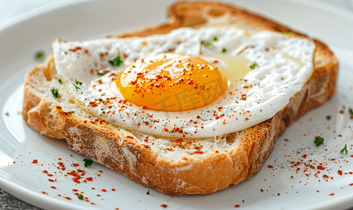 简约虎年摄影照片_鸡蛋面包早餐
