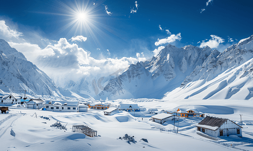 东北旅游摄影照片_雪村长白山