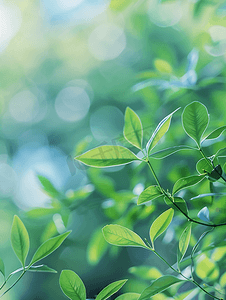 绿色清新立春摄影照片_绿色背景清新环境虚化植物