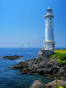 宝山灯塔摄影照片_韩国济州岛大海灯塔