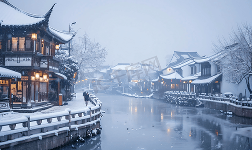 古韵风摄影照片_西塘雪景小雪