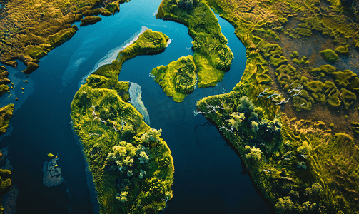 世界地球日背景摄影照片_航拍湿地绿洲
