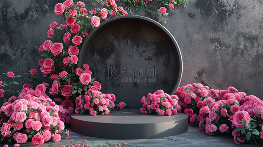 圆环花朵圆台生活合成创意素材背景