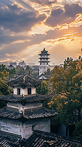 风景古建筑背景图片_福州于山白塔著名景点风景素材