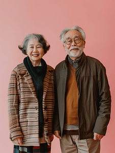 老年夫妇微笑摄影照片_亚洲人老年夫妇在理财