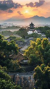 古代建筑素材背景图片_福州于山白塔著名景点风景素材