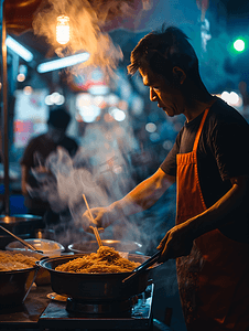 职场男性深夜加班吃泡面