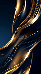 金属质感蓝色背景图片_蓝金科技玻璃质感流动光纤粒子光效18图片