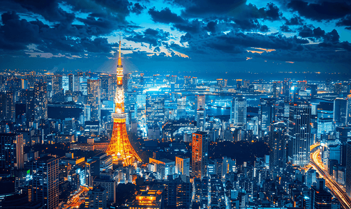 城市梦幻摄影照片_日本东京梦幻夜景