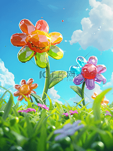 动画牡丹背景图片_糖果花朵3D卡通游戏场景